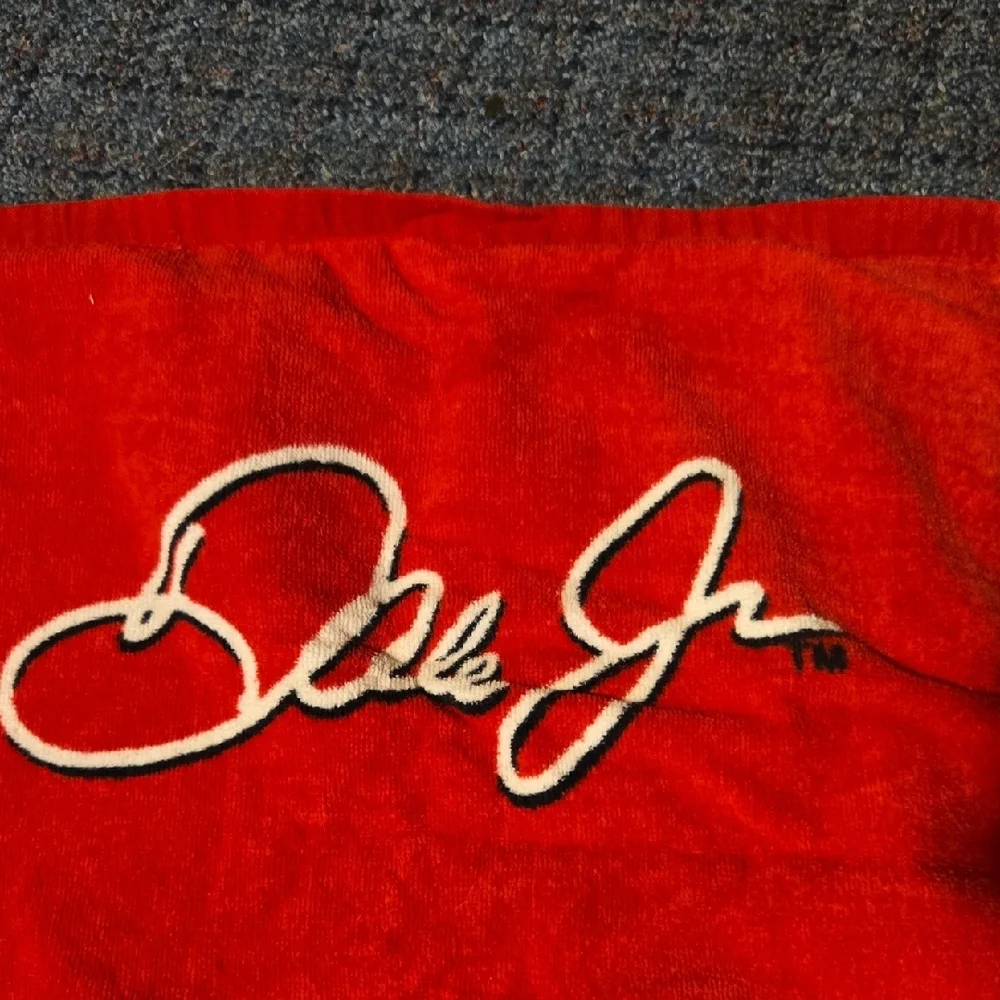 Dale Ernhardt Jr. Vintage Red and Black Beach Towel with Drakkar Noir Logo